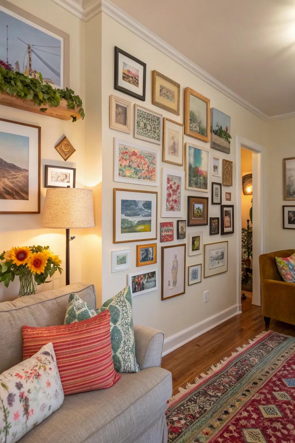 A vibrant gallery wall adds character and tells your unique story.