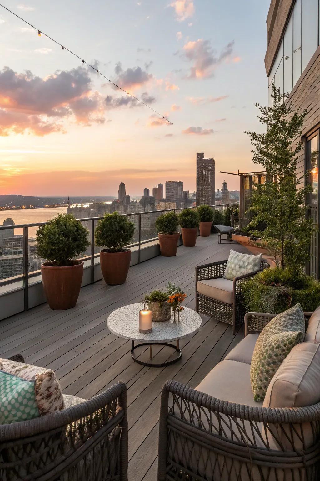 Create a serene escape with a rooftop deck.