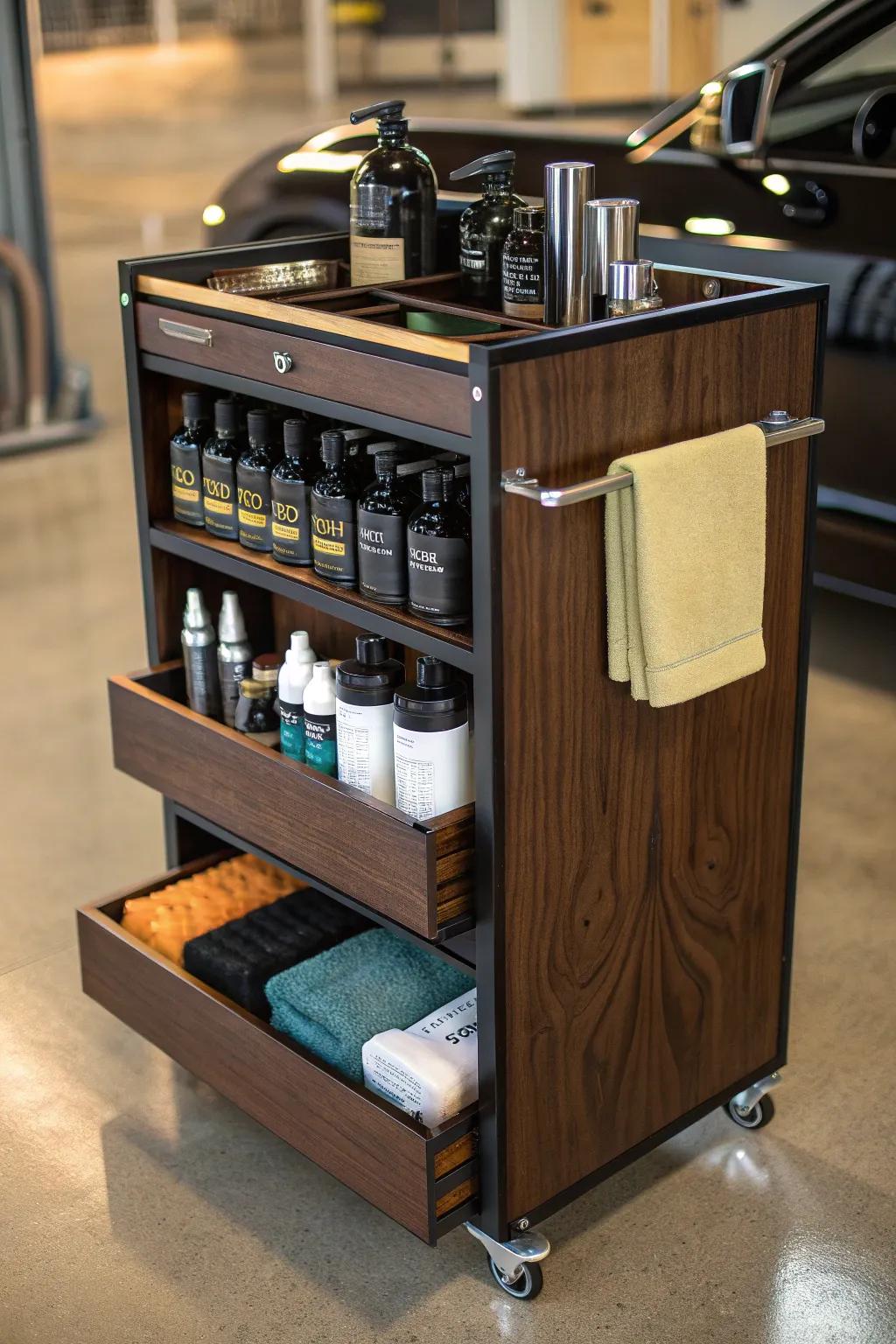 Elevate your detailing game with precision and style—experience the craftsmanship of tiered shelving.