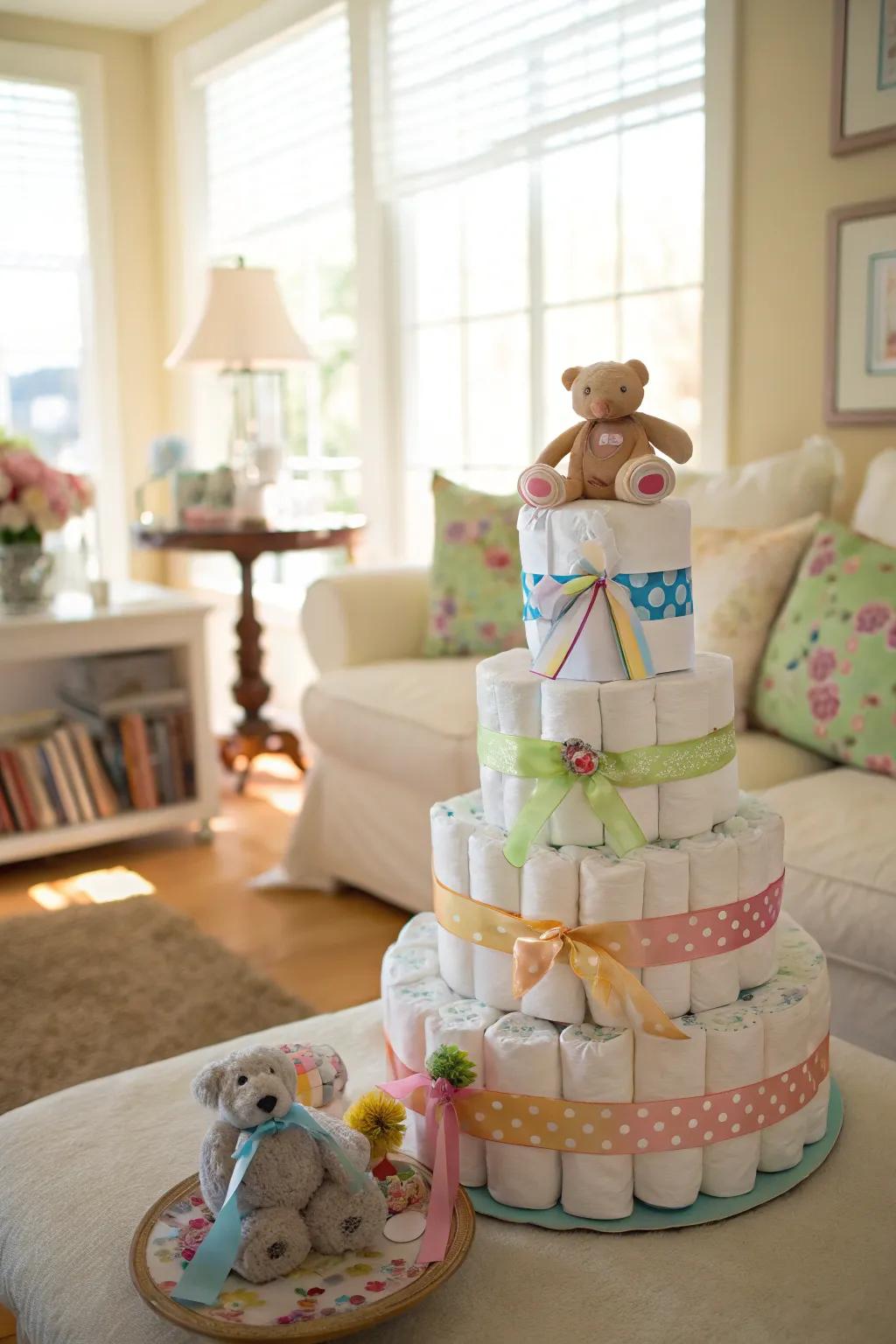 The classic diaper cake: timeless and practical.