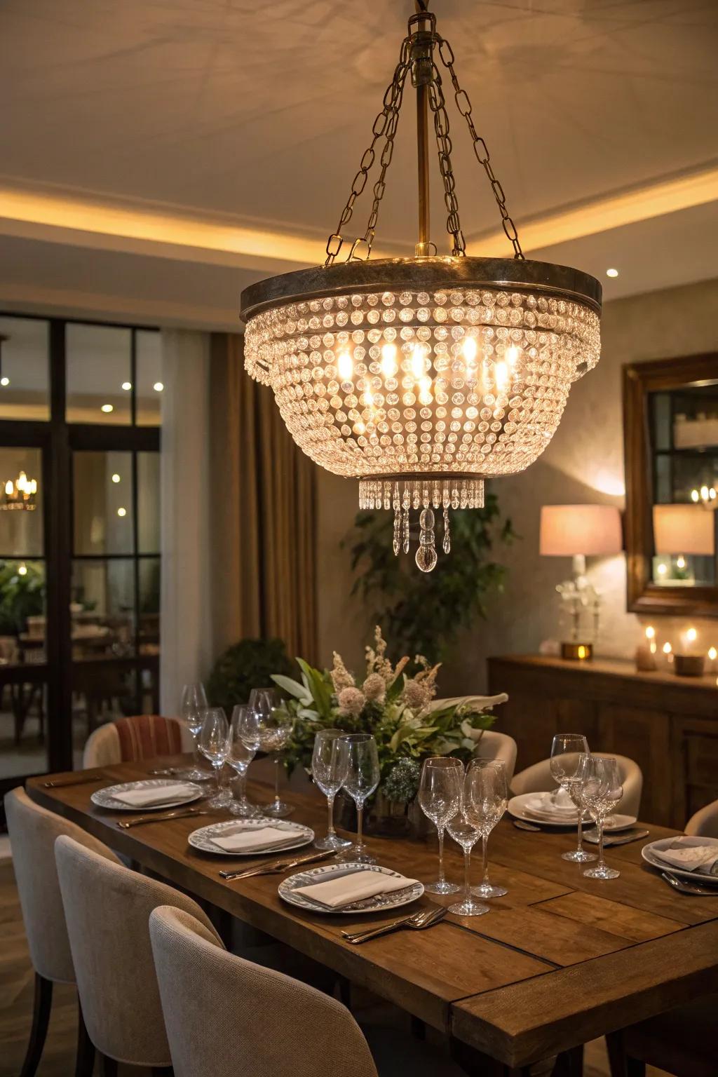 A statement chandelier can elevate any dining room.