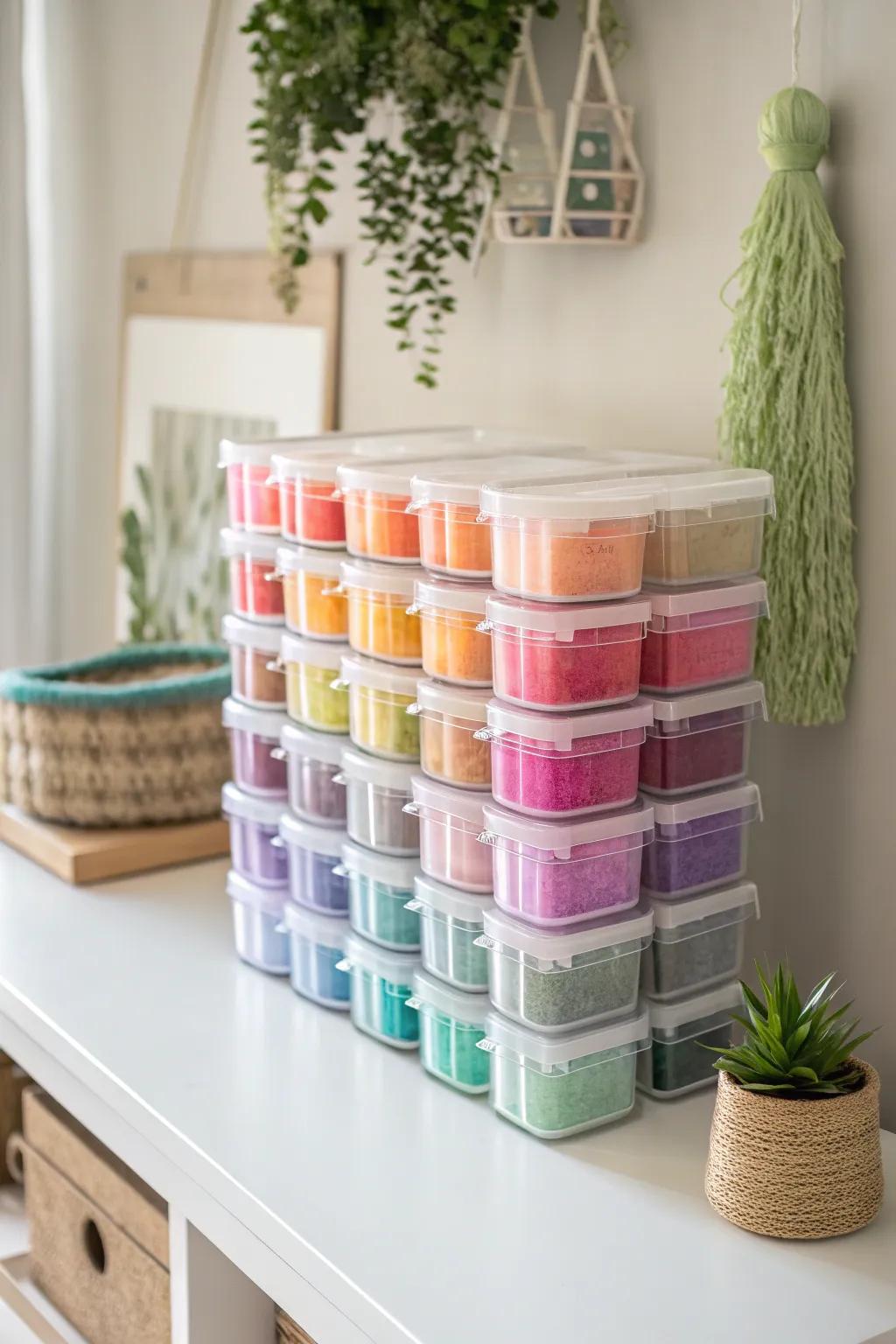 Elevate your nail art organization with clear plastic bins for effortless elegance and simplicity.