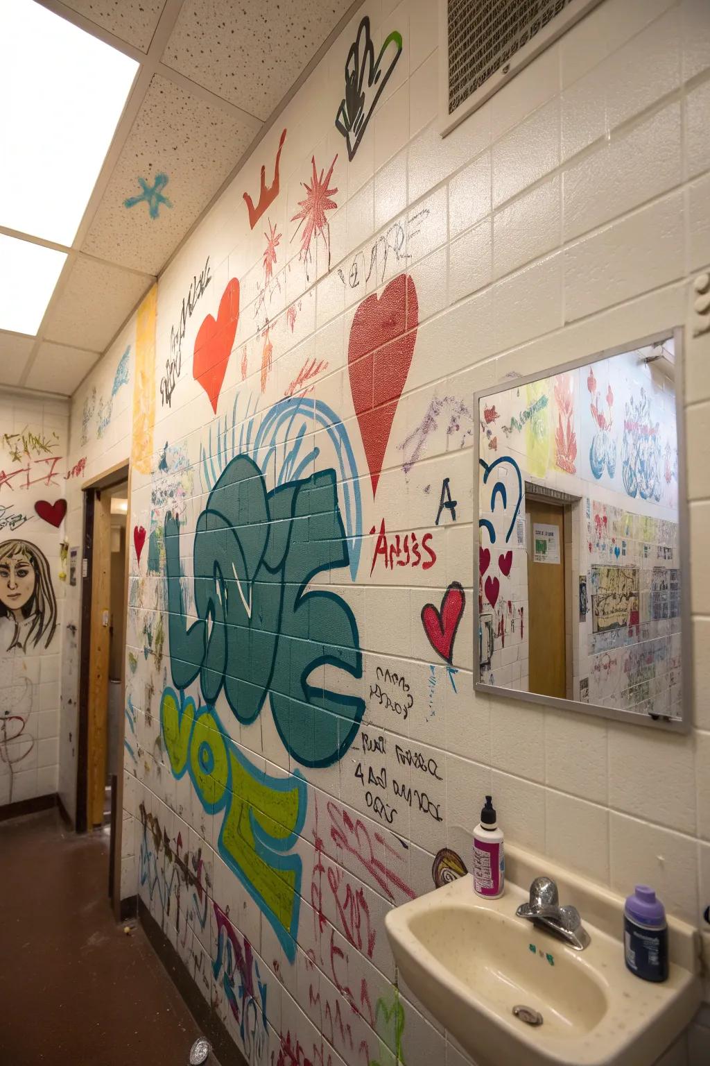 Graffiti walls add personality and a splash of color.