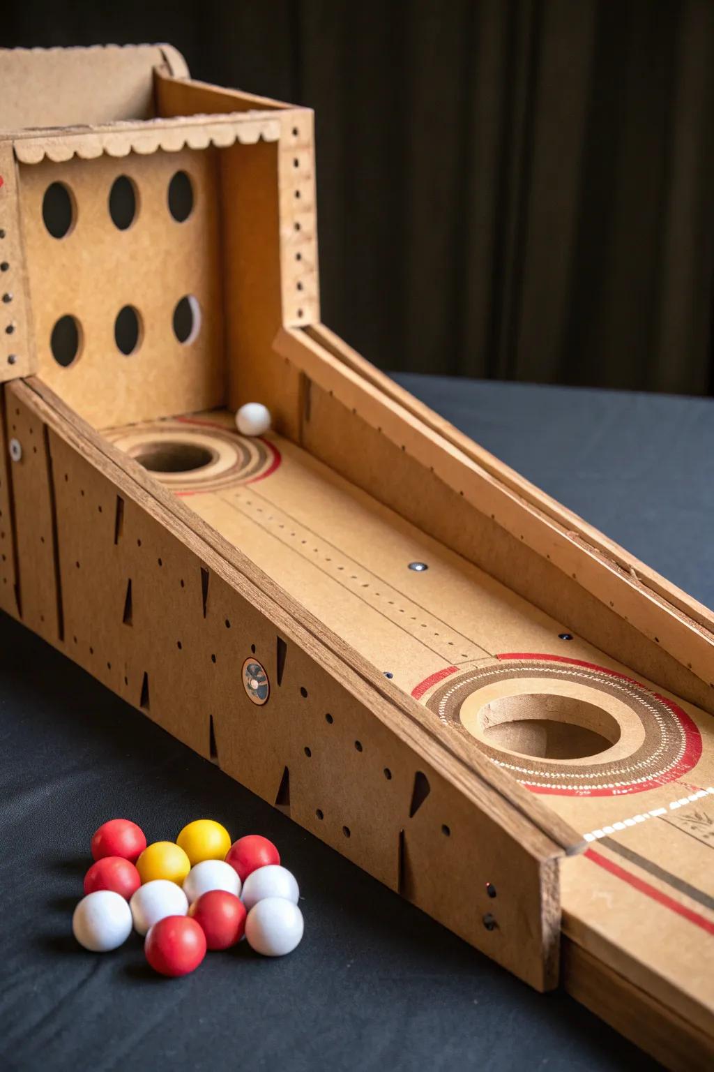 Challenge your friends with this handcrafted cardboard skee-ball game, where craftsmanship meets fun!