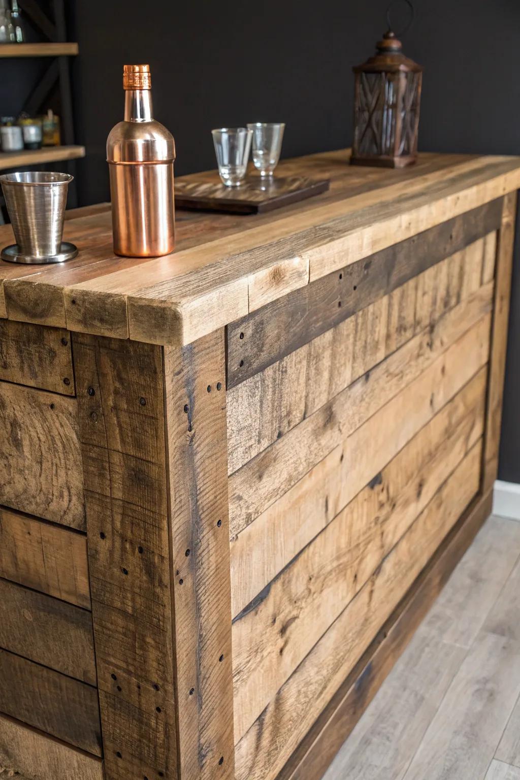 Craft Your Own Rustic Haven: Upcycled Pallet Wood Bar