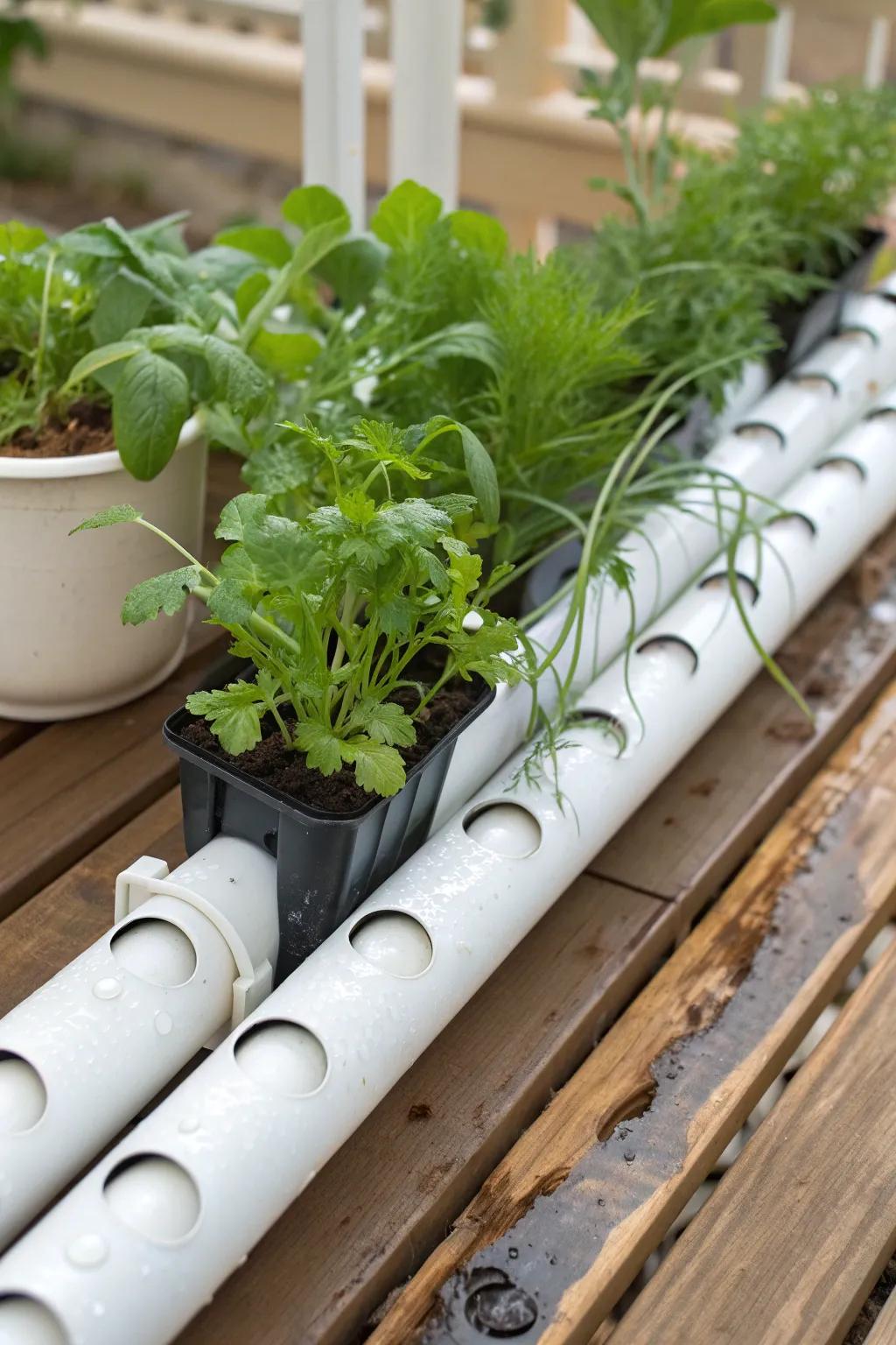Craft your own compact PVC hydroponic system and watch your herbs flourish in style!