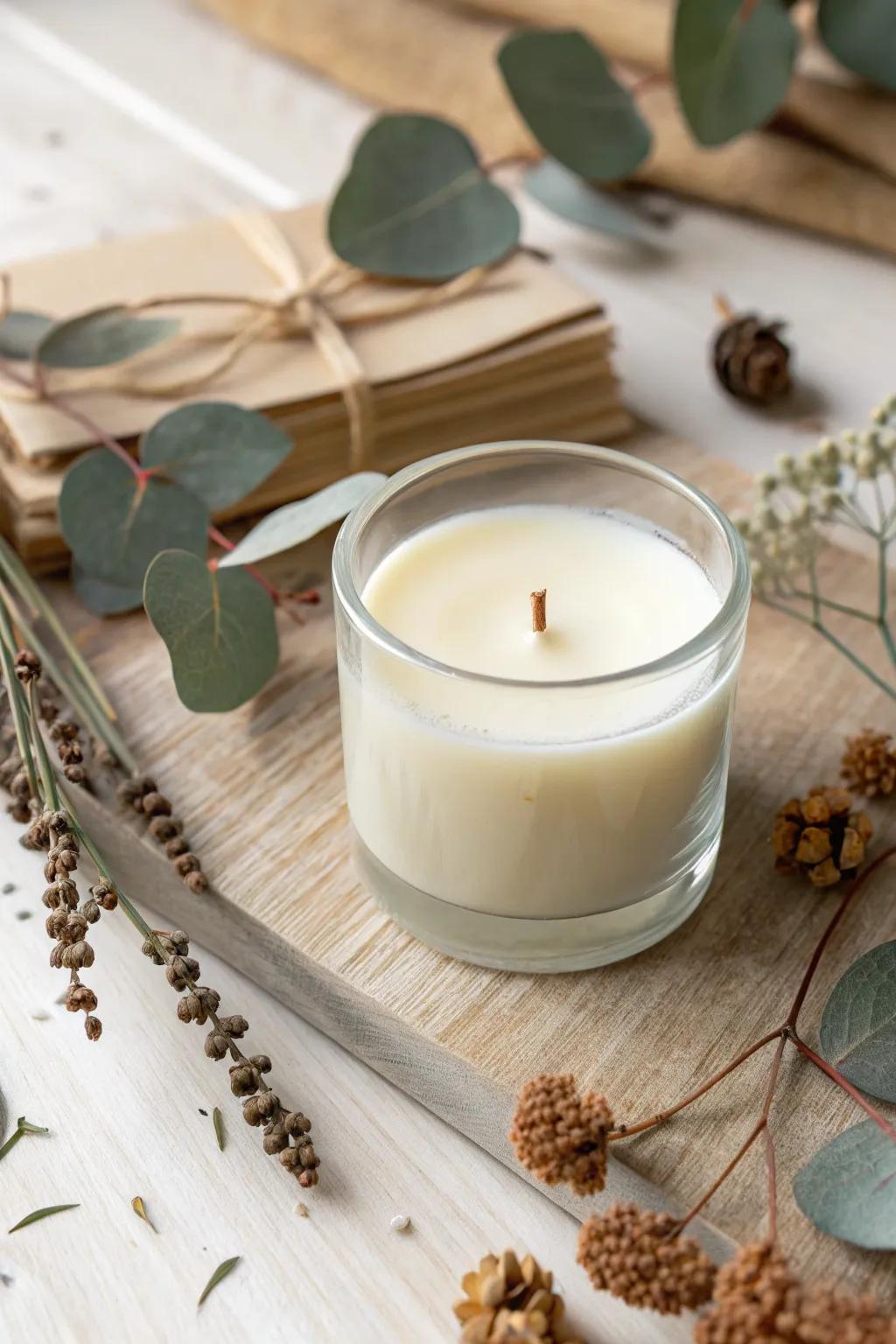 Craft your own warmth: A custom-scented soy candle that's perfect for thoughtful giving this Christmas.
