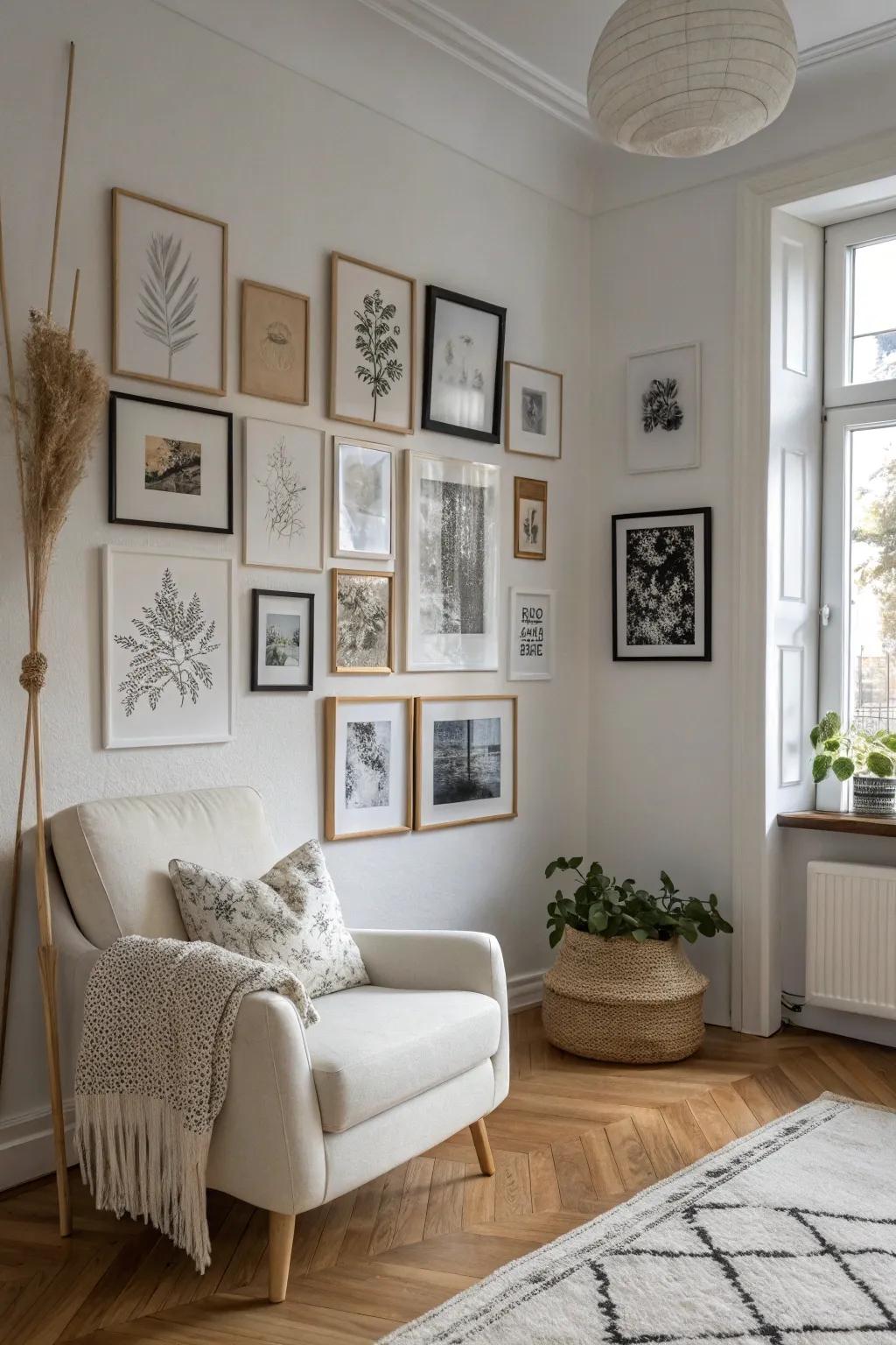 Transform your living space into a personal gallery with a touch of minimalism and boho charm.