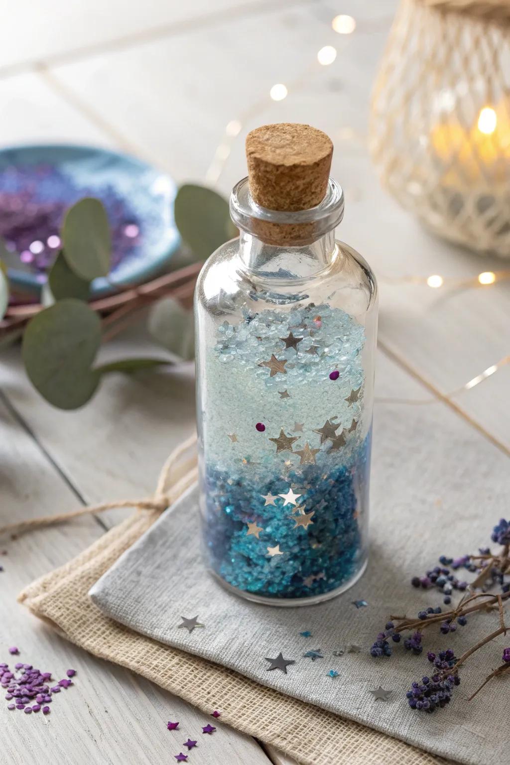 Capture the cosmos in a bottle with this DIY Glitter Galaxy Sensory Bottle!