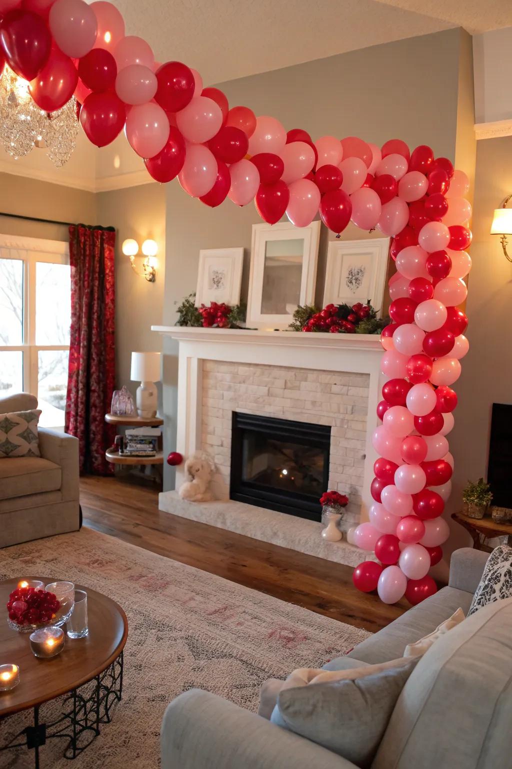 Create a heart-shaped balloon garland for a standout Valentine decoration.