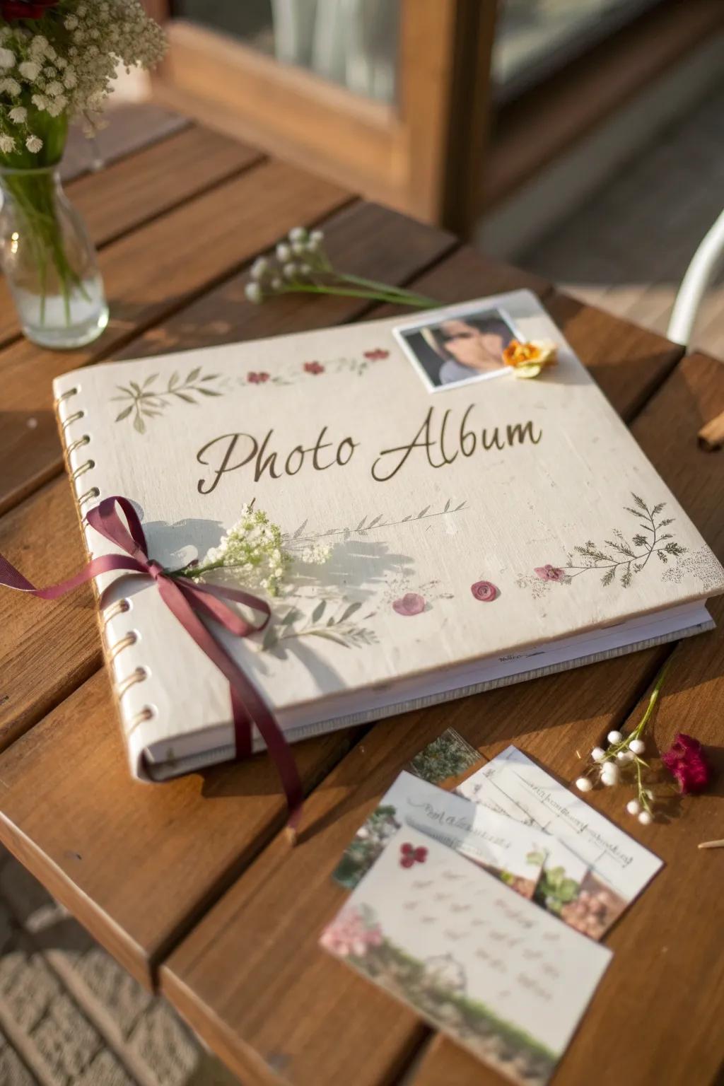 A personalized photo album captures precious memories.