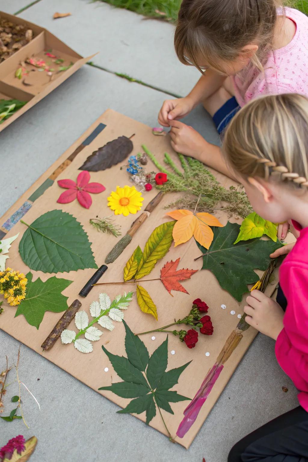 Nature collages are a fun way for kids to appreciate natural beauty.