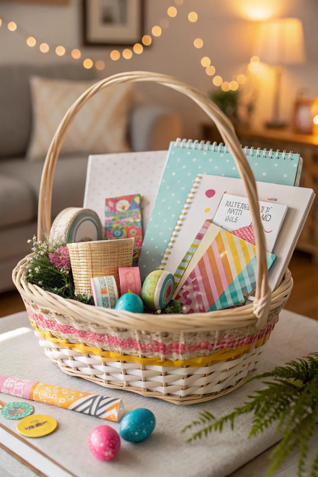 An Easter basket filled with crafty delights to inspire creativity.