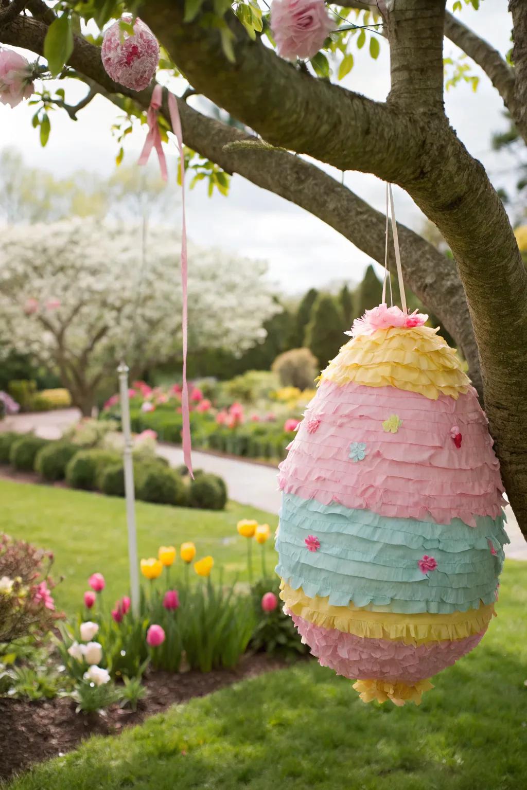 A giant Easter egg pinata ready to be filled with surprises.