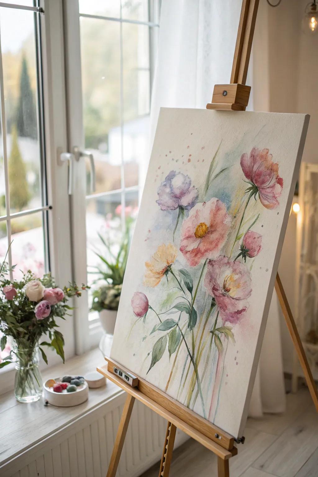 Capture the essence of flowers with loose watercolor blooms.