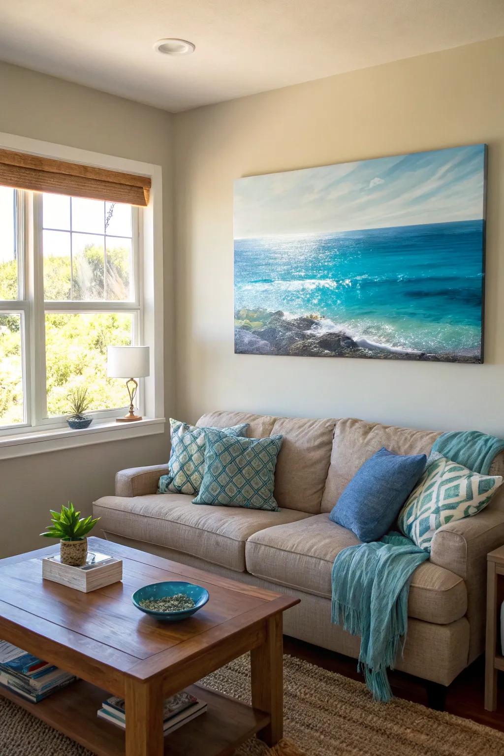 Bring the calmness of the ocean into your home with this easy blue ocean painting.