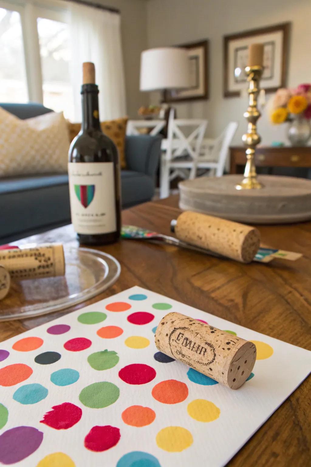 Wine corks make delightful polka dot stamps with ease.