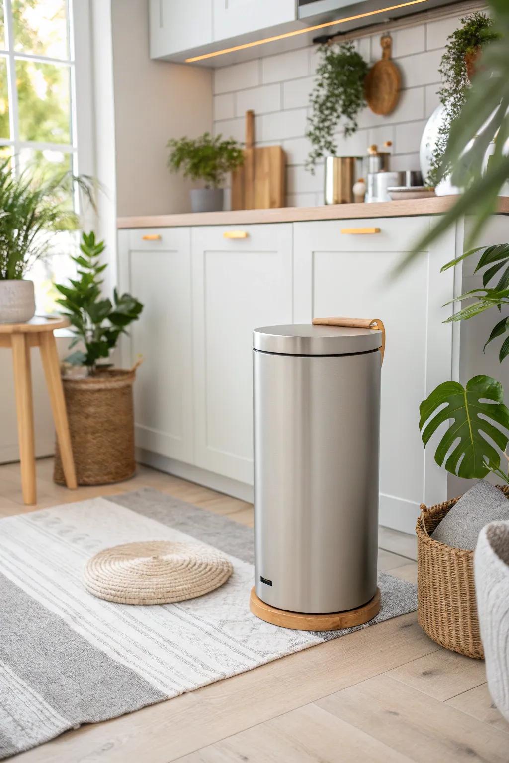 Effortless Elegance: A smart trash can that blends style with functionality, making waste management a breeze.