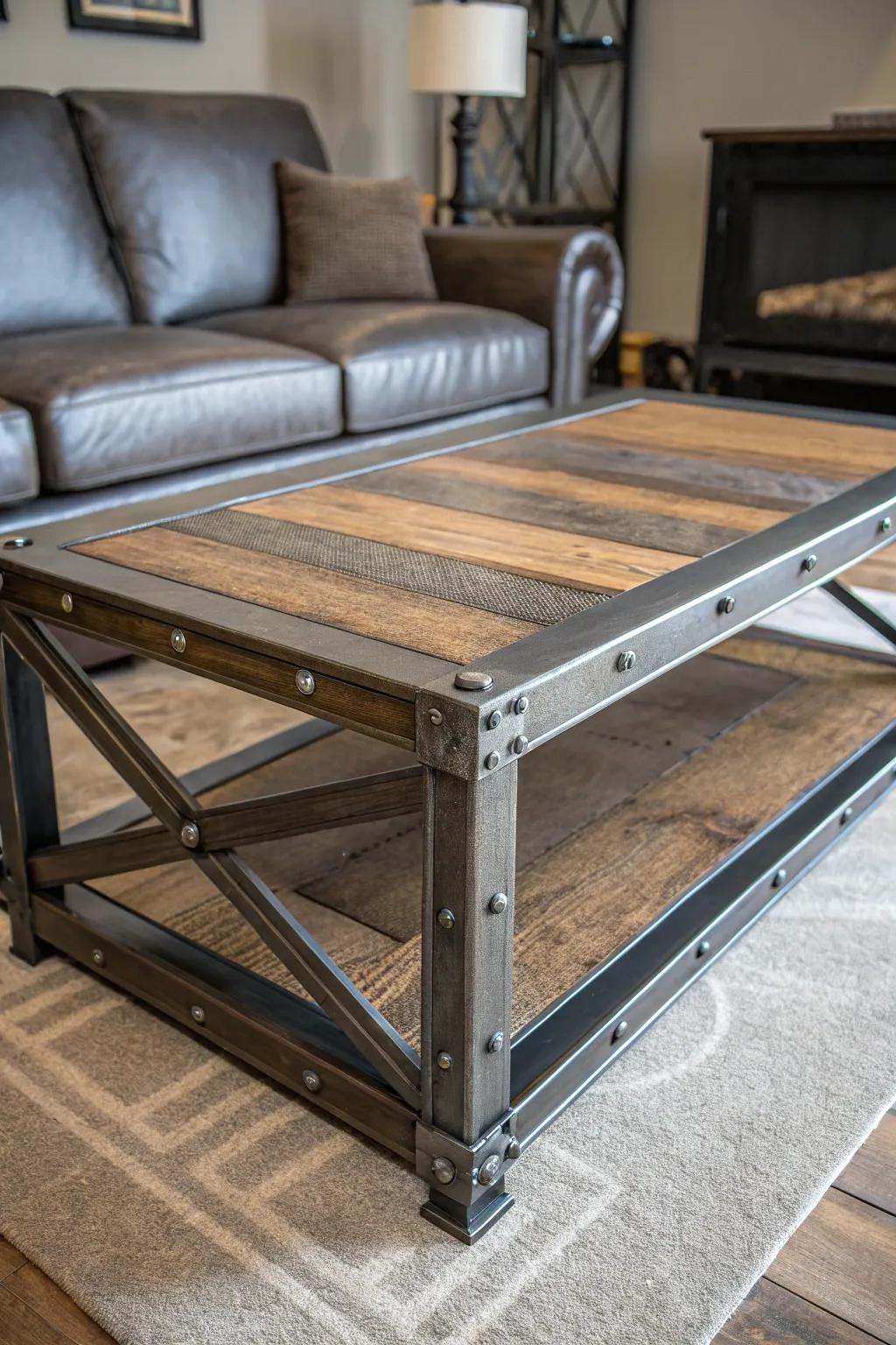 Elevate your living space with a handcrafted industrial metal coffee table that blends rustic charm with modern elegance.