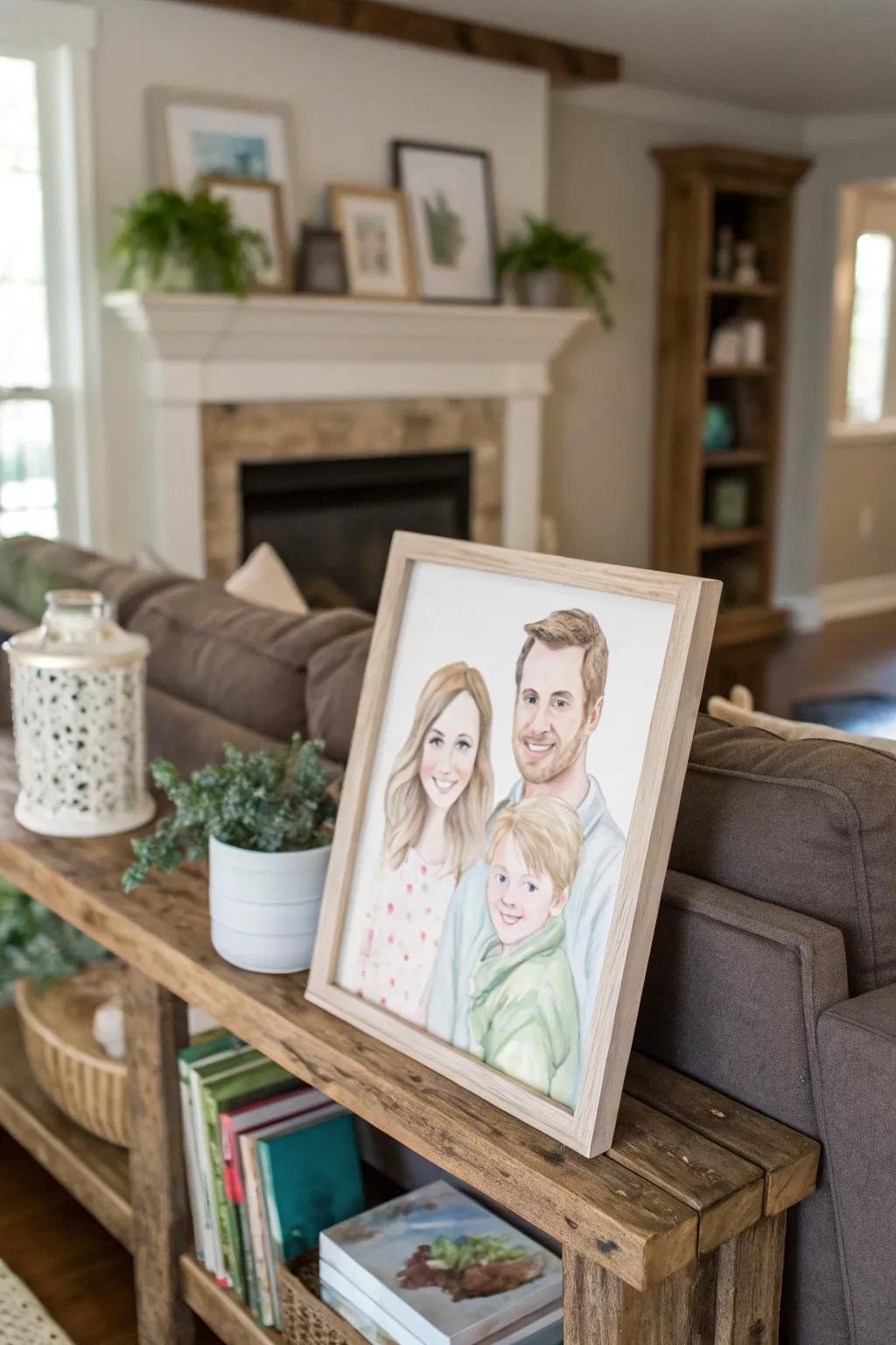 A personalized family portrait adds warmth and character to your home.