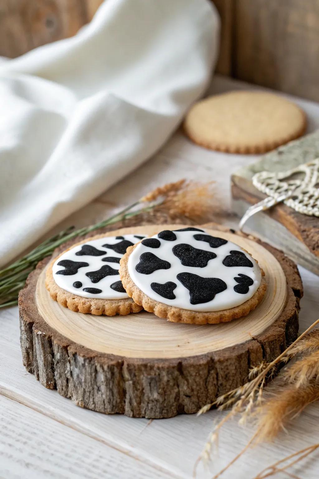 Delight in the charm of simplicity with these chic Cow Print Cookies, a perfect blend of fun and style.
