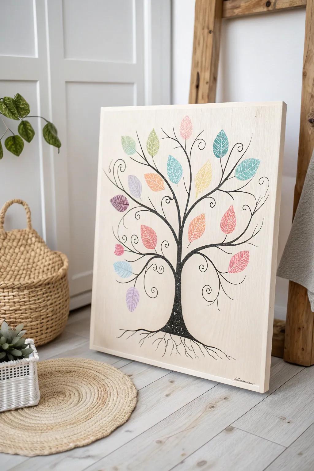 Celebrate family bonds with a fingerprint family tree, where every leaf tells a story.