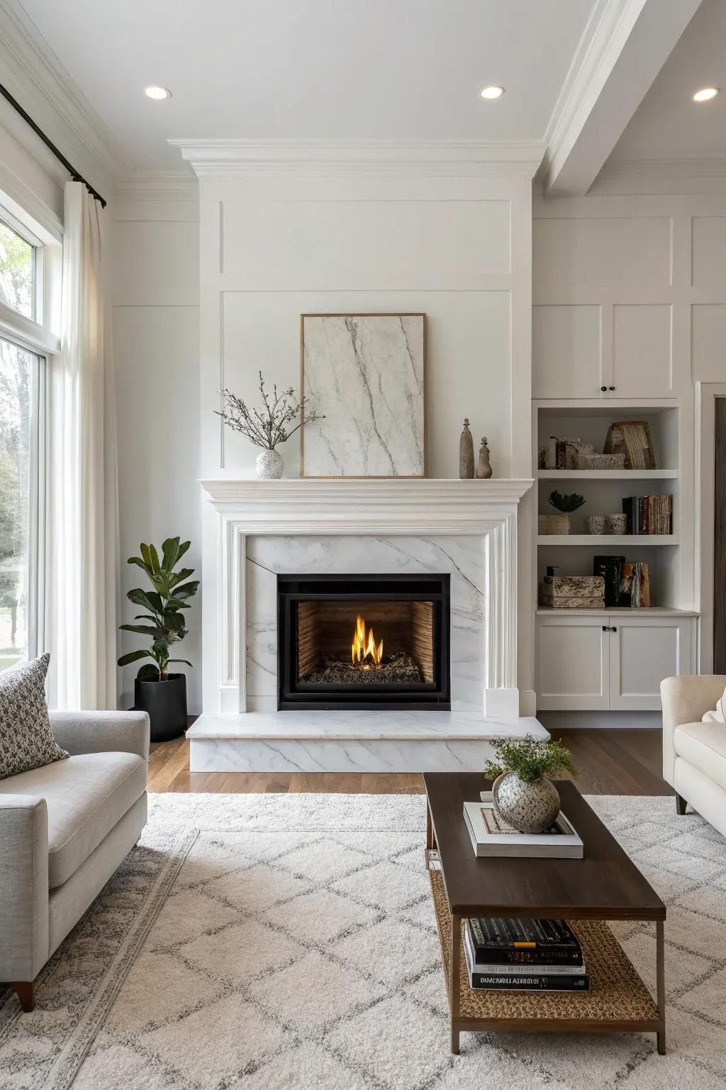 A minimalist fireplace bringing simplicity and elegance to a modern living room.