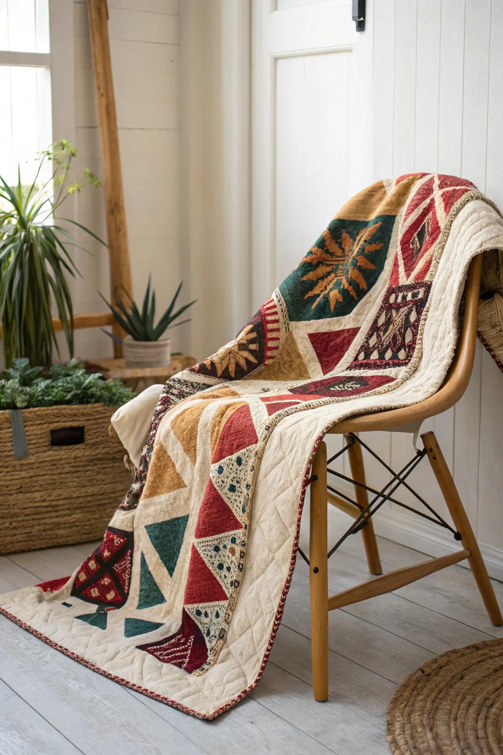 Craft your cozy corner with vibrant patchwork magic.