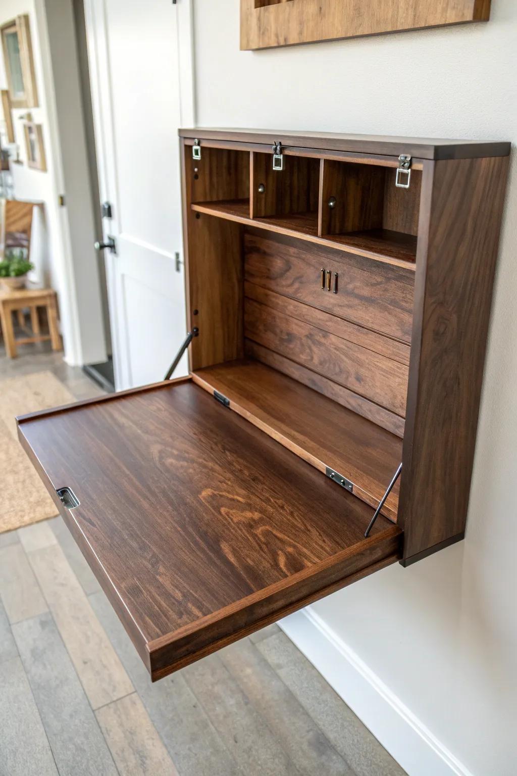 Maximize your space with this expertly crafted, foldable workbench – the perfect blend of style and functionality for any craftsman's studio.