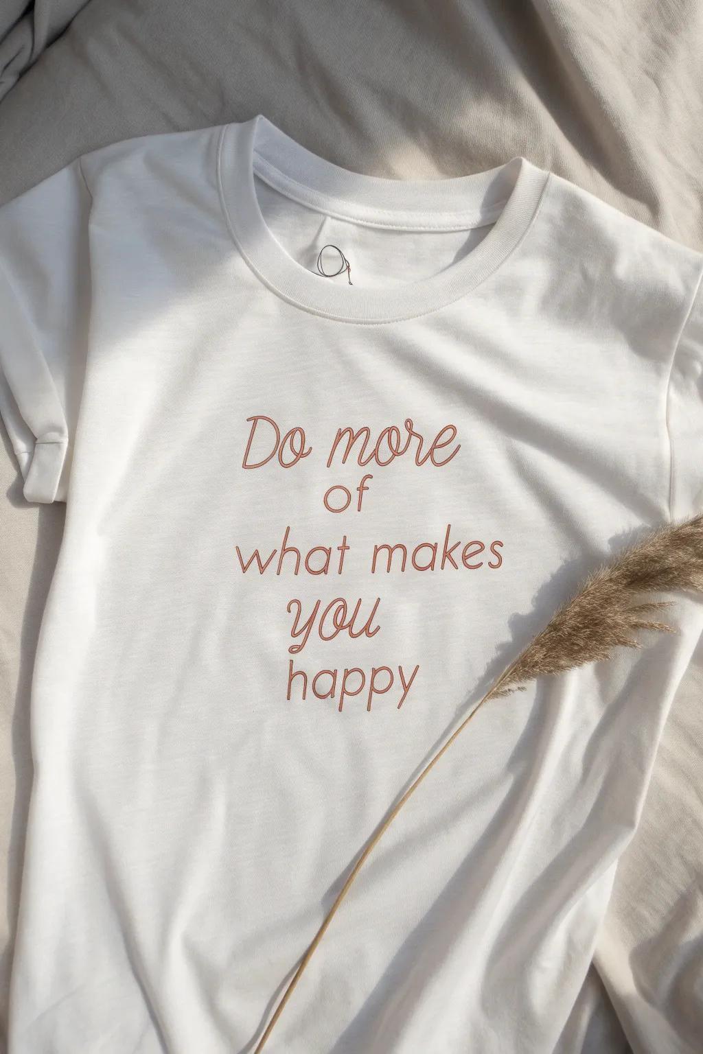 Wear your inspiration: A minimalist tee with a motivational quote to uplift your day and spark meaningful conversations.