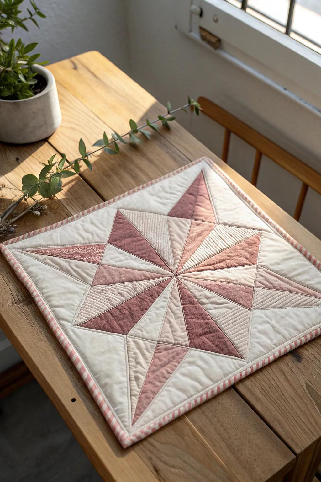 Discover the art of echo quilting with this stunning star block. Perfect for adding depth and elegance to your projects.