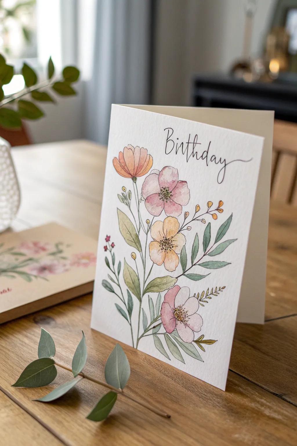 Embrace the art of simplicity with these charming watercolor birthday cards. Perfect for adding a personal, artistic touch to your celebrations!