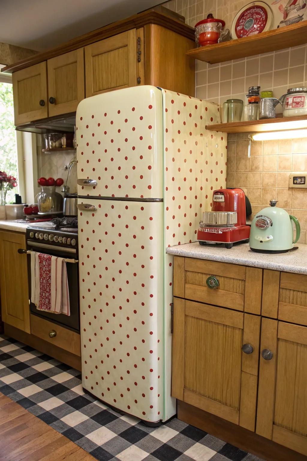 A vintage-inspired fridge wrap can infuse nostalgic charm into any kitchen.