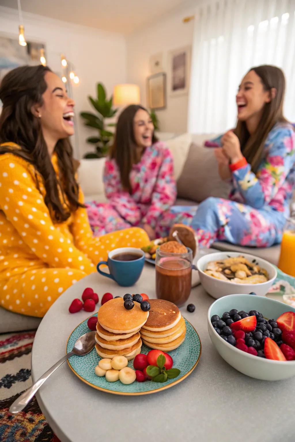 A cozy pajama brunch is the perfect start to a Friendsmas celebration.