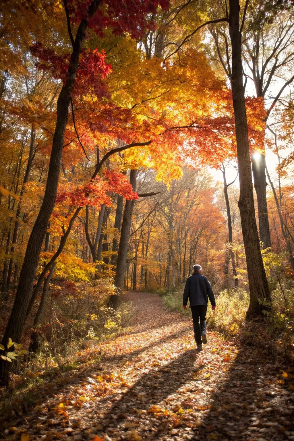 Enjoy a refreshing walk surrounded by fall's natural beauty.