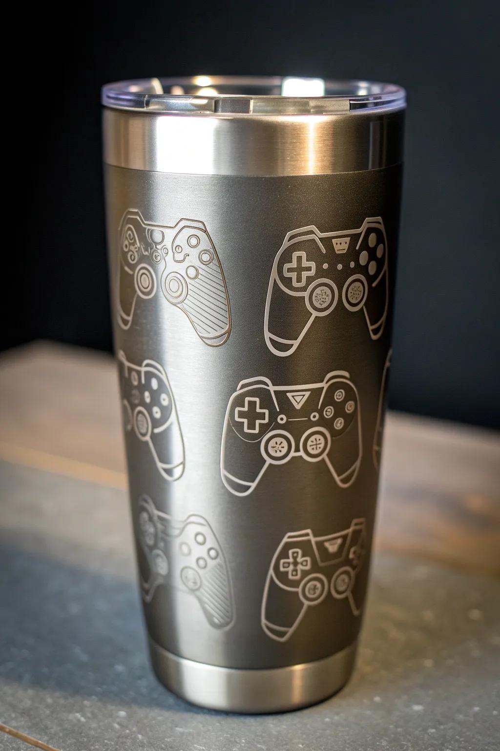 Elevate your gaming experience with this artisan-crafted controller chic tumbler.