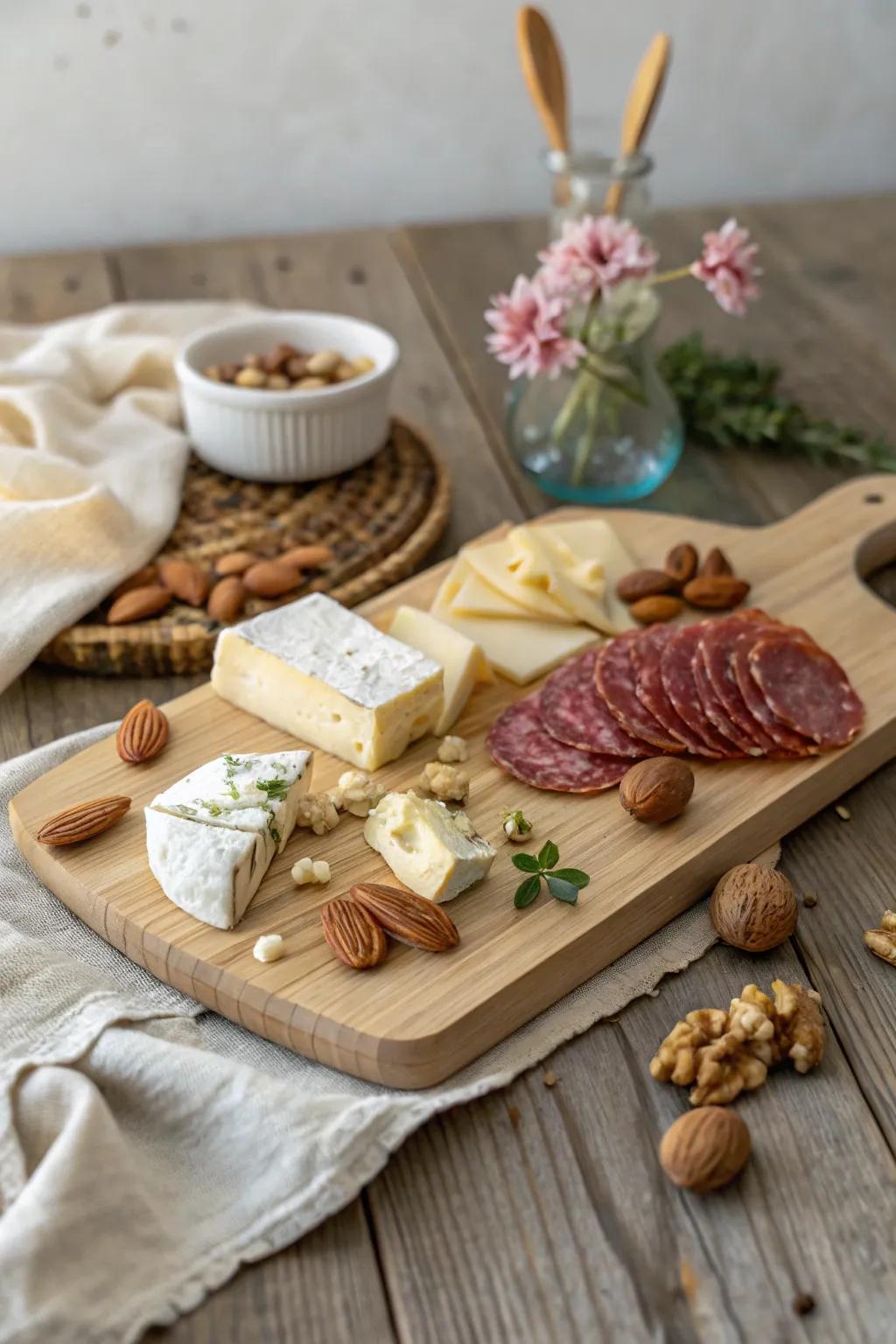 Elevate your gatherings with the timeless charm of a classic cheese and charcuterie board.