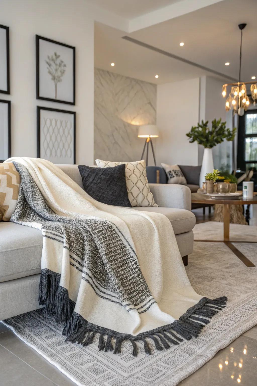 A chic throw blanket adds warmth and style to any room.