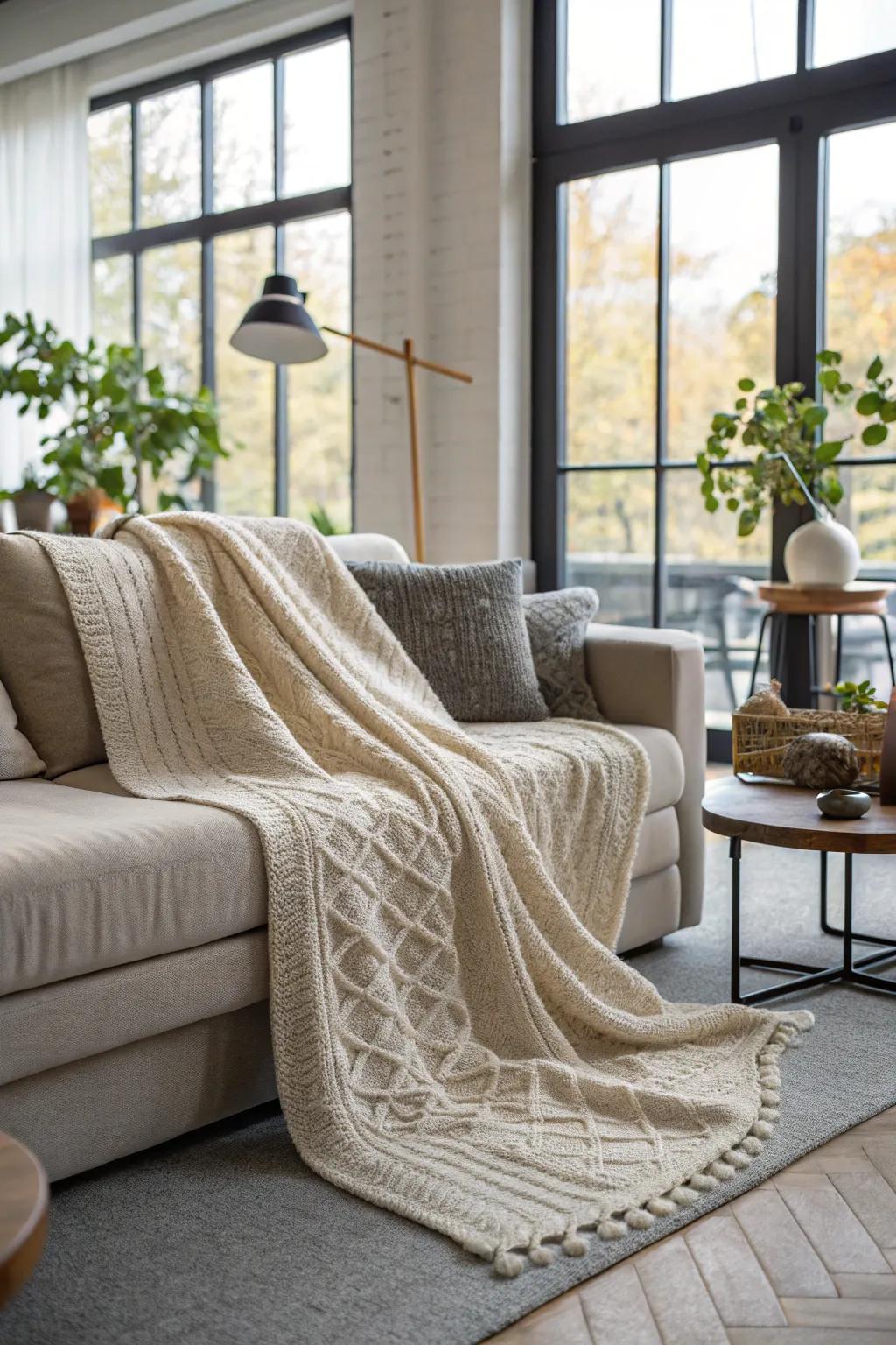 A personalized knit blanket adds warmth and style to any home.