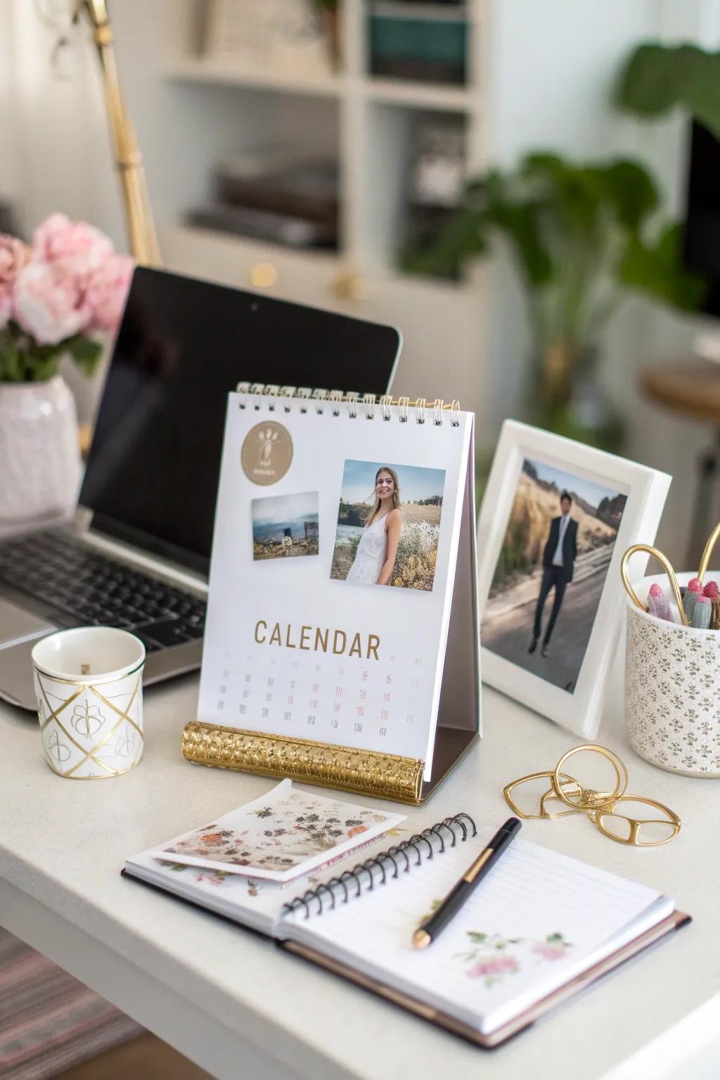 A personalized desk calendar adds a personal touch to any workspace.