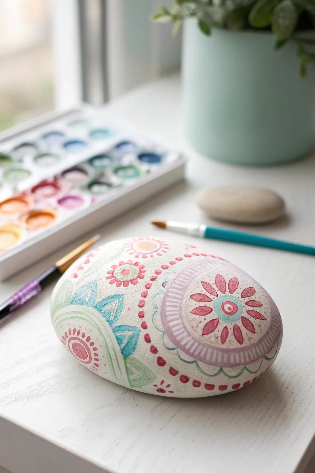 Transform nature into art with these charming painted rock paperweights, perfect for adding a touch of creativity to any desk.