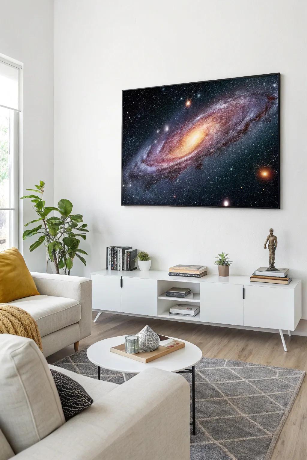 Bring the cosmos to your living room with a glowing galaxy canvas.