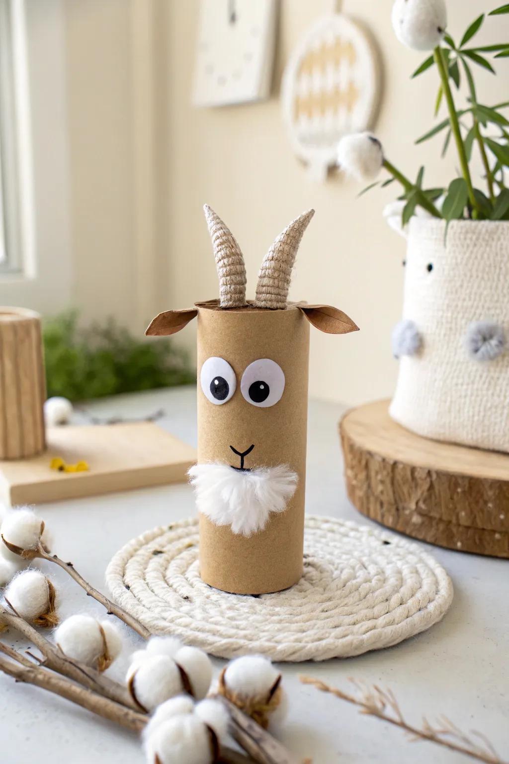 Crafted with love: Transform toilet paper rolls into charming goat figurines that add a playful touch to your space.