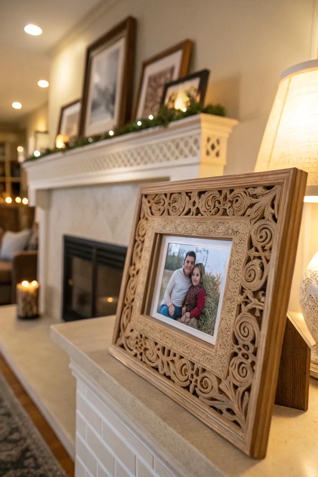 A personalized photo frame makes for a timeless gift.