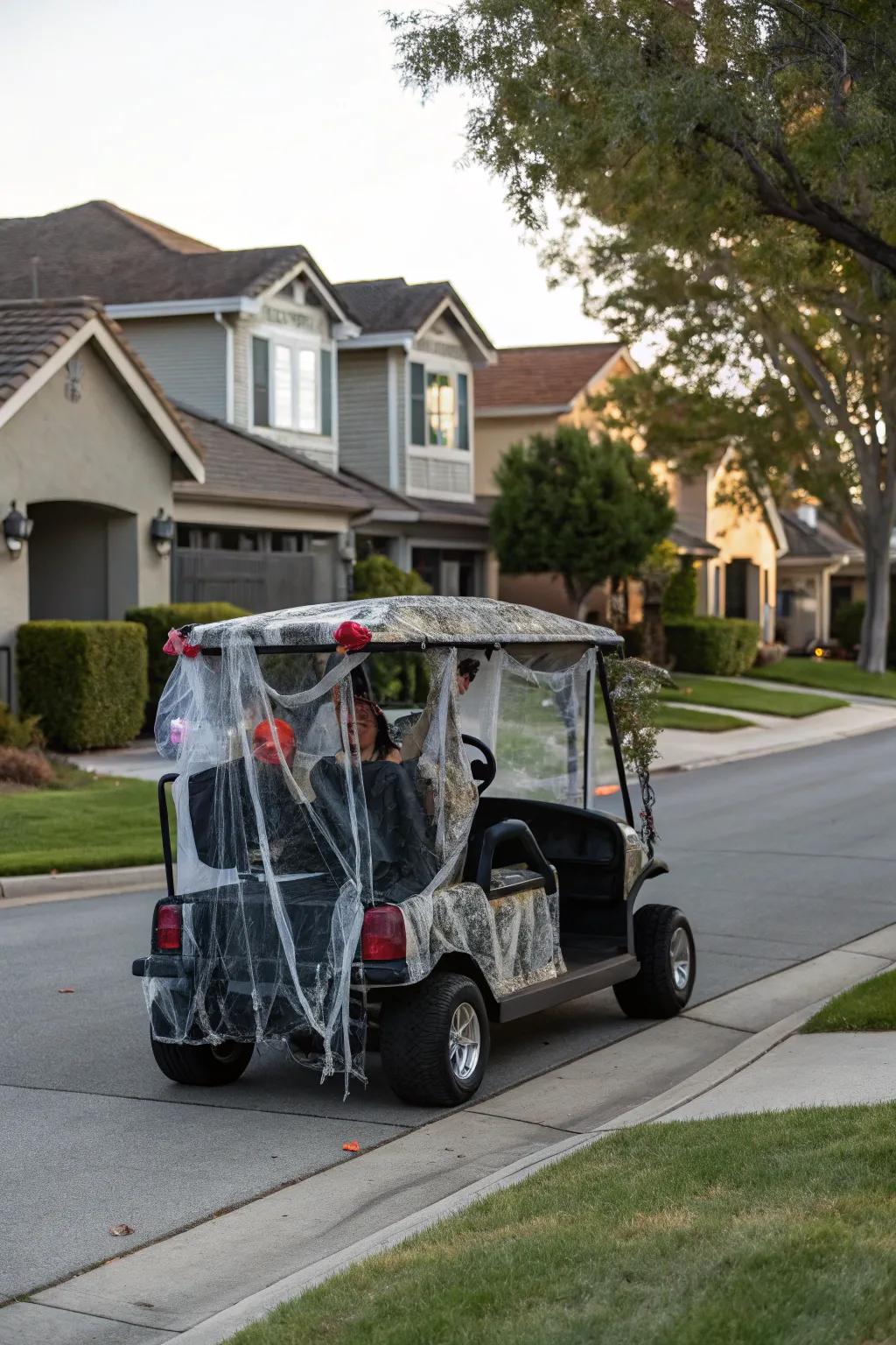 A haunted house on wheels ready to spook the neighborhood.