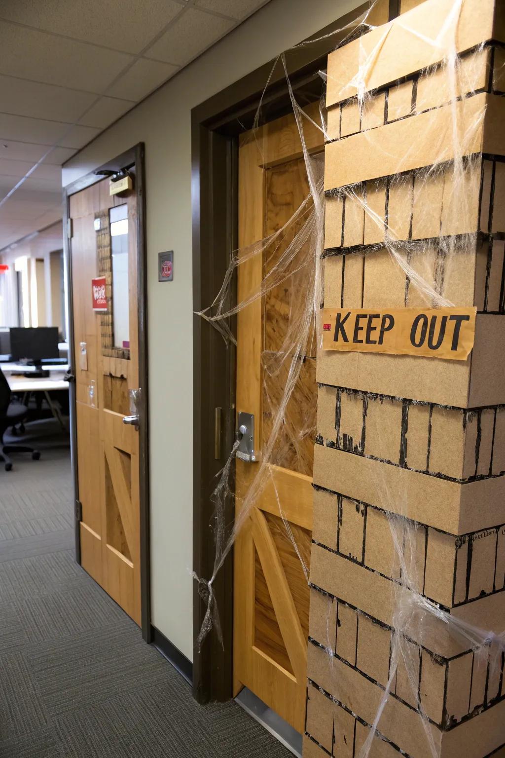 Create a 'Keep Out' door to add a mysterious touch to your office.