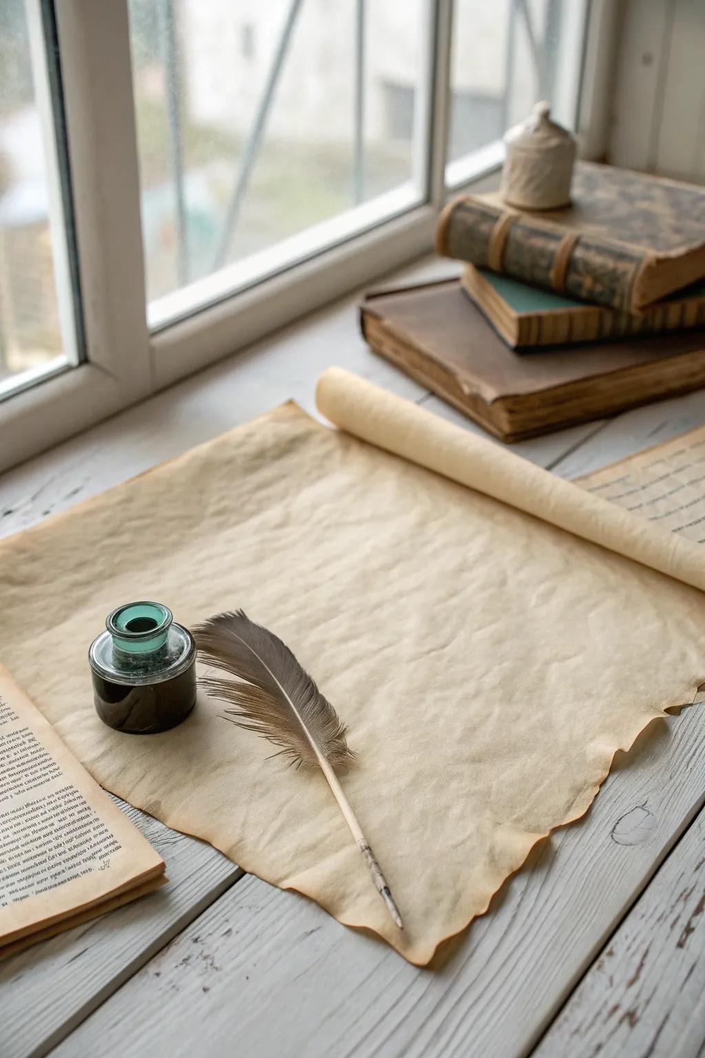 Embrace the vintage allure of antique paper for your Halloween junk journal, where simplicity meets natural beauty.