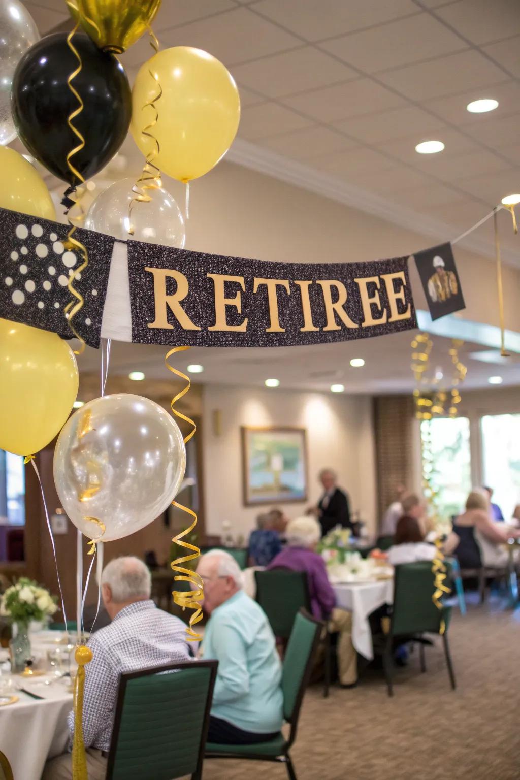 A personalized retirement banner showcasing the retiree's name in style.