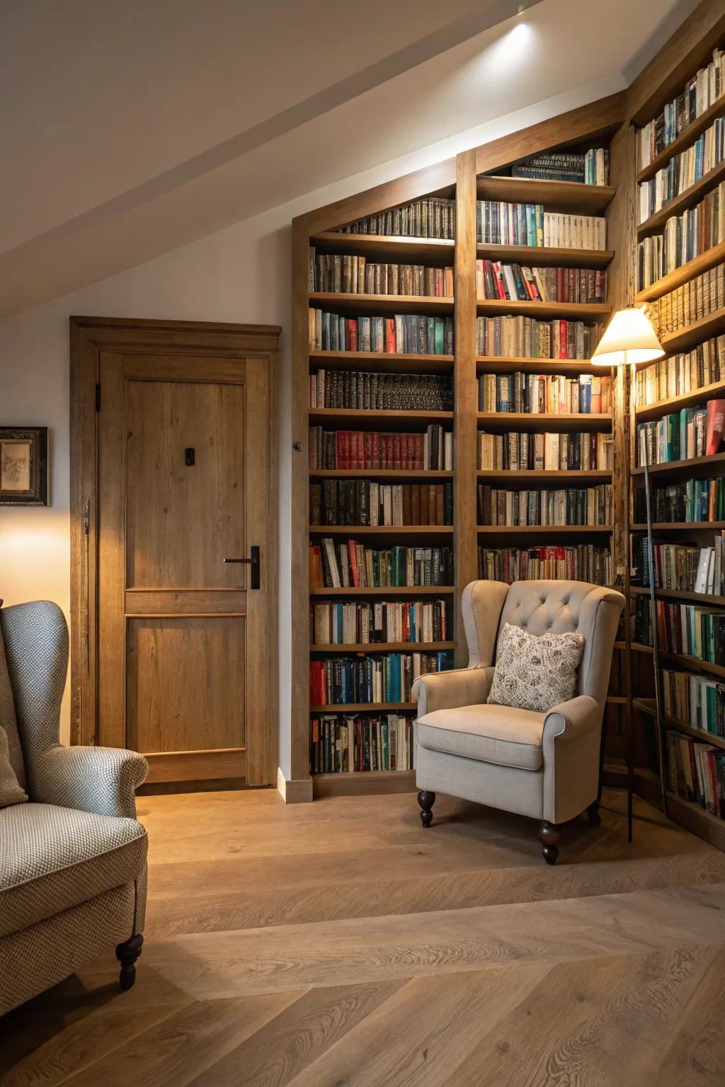 A bookshelf opens to reveal a hidden room