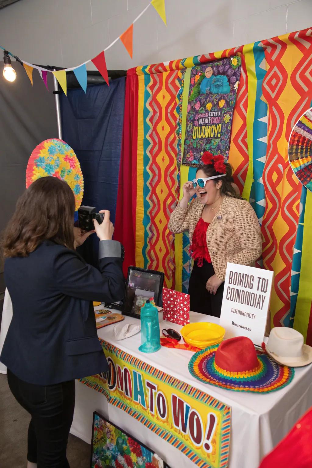 A creative photo booth setup adds fun and memories to your party.